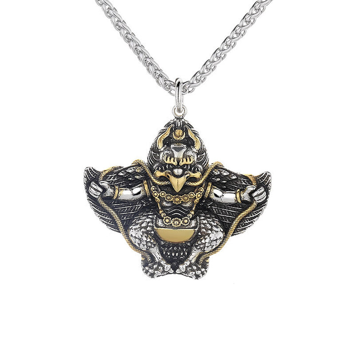 Buddha Stones Tibet Garuda Uccello Rame Protezione Collana Pendente
