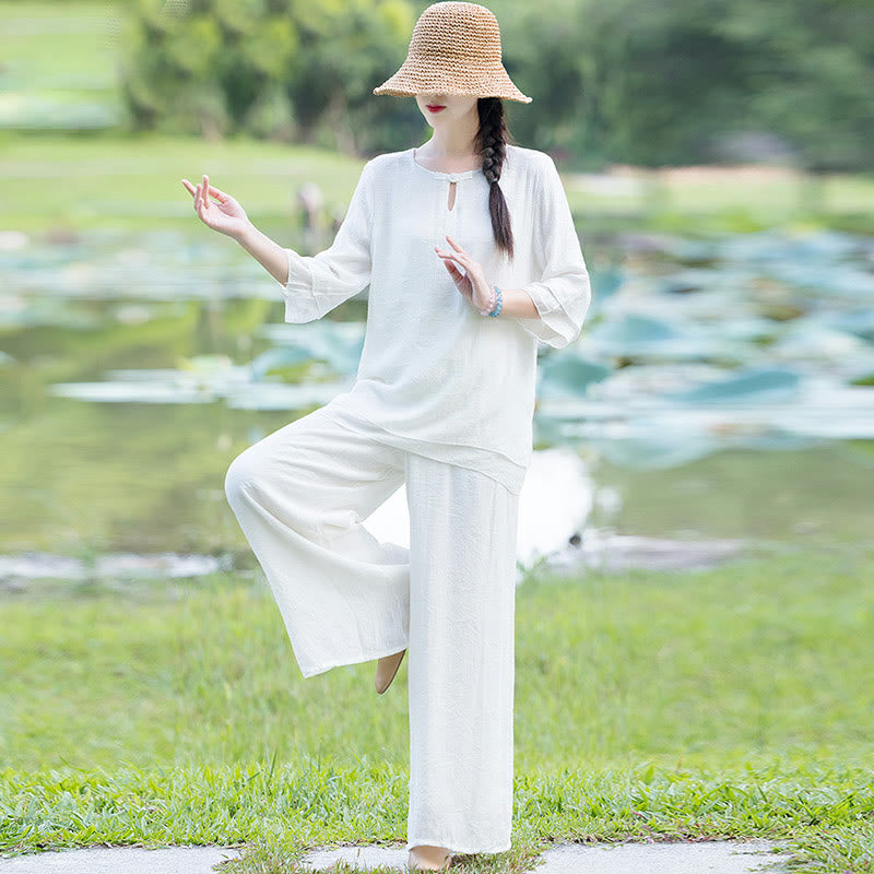 Tai Chi Meditazione Preghiera Zen Spirituale Mattina Pratica Abbigliamento Donna Set - image 2