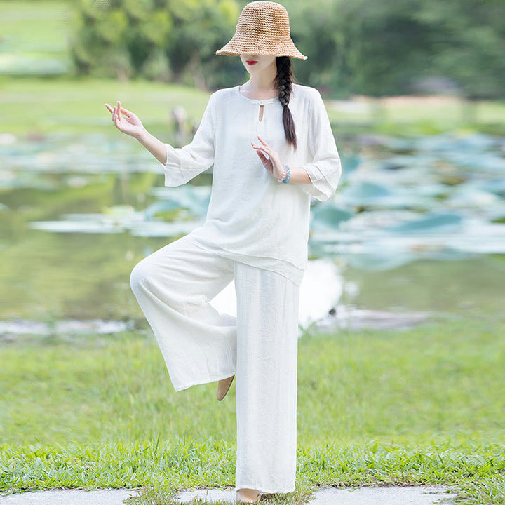 Tai Chi Meditazione Preghiera Zen Spirituale Mattina Pratica Abbigliamento Donna Set - image 2