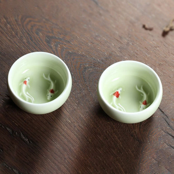 Buddha Stones Koi Fish colorato Tazza da tè in ceramica Kung Fu Tazza da tè Ciotola