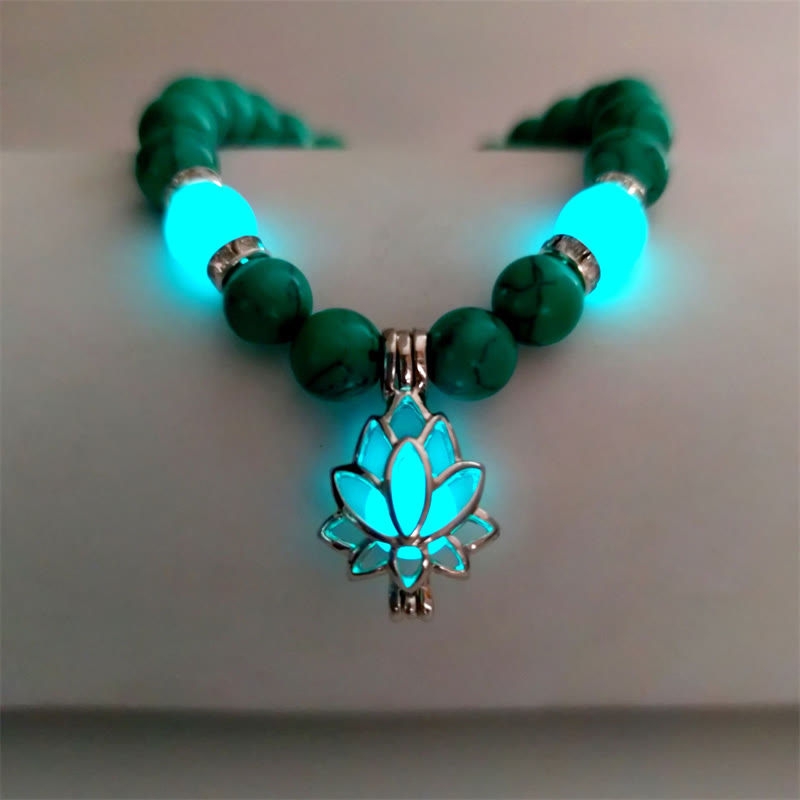 Braccialetto di protezione con perline luminose in pietra luminosa turchese tibetano Buddha Stones