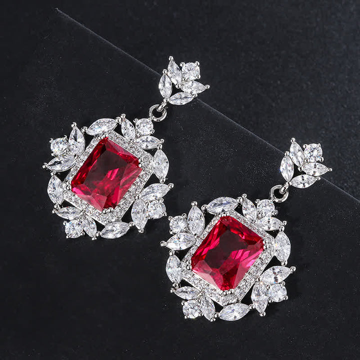 Buddha Stones Smeraldo Cristallo Corindone Rosso Fiducia Coraggio Anello Orecchini Collana Pendente