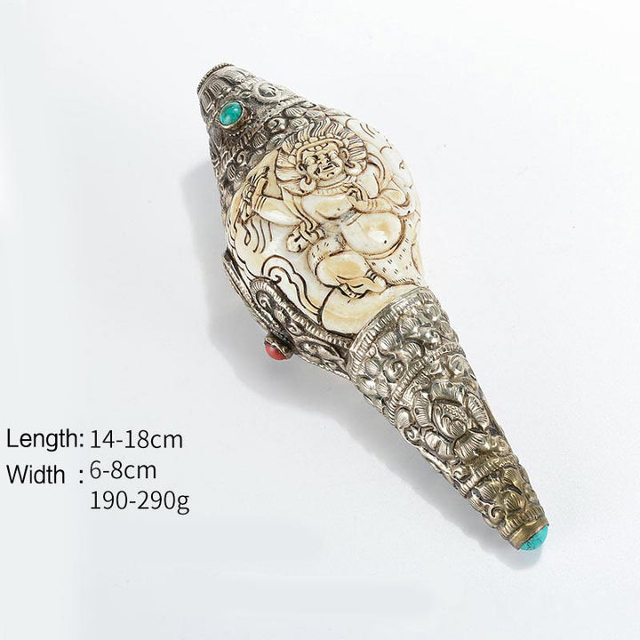 Decorazione positiva della ricchezza della conchiglia del Buddha Shankha incisa a mano tibetana - Vajrapani - image 12