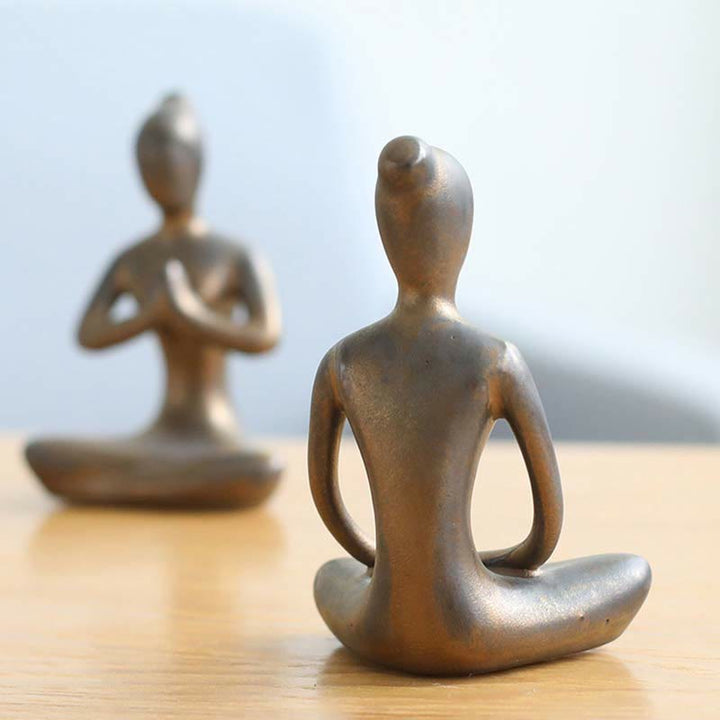Astratto Yoga Meditazione Esercizio Ceramica Spirituale Figurina Scultura Decorazione