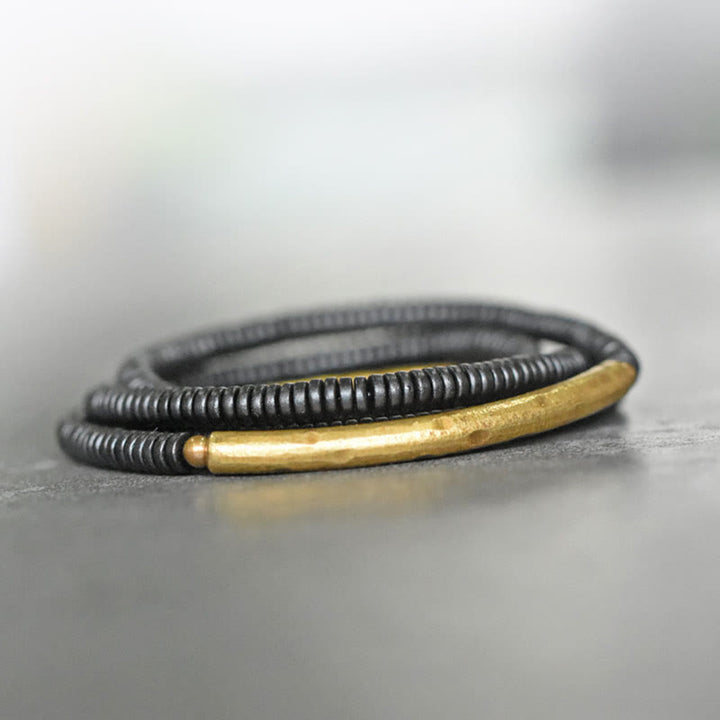 Bracciale multistrato in legno di ebano e rame Buddha Stones Balance
