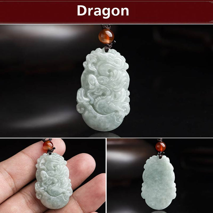 Collana con ciondolo di successo con 12 simboli dello zodiaco cinese in giada naturale Buddha Stones - image 11