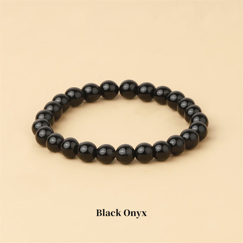 Braccialetto di perle curative in quarzo naturale Buddha Stones - 8 millimetri - Onice nero - image 55