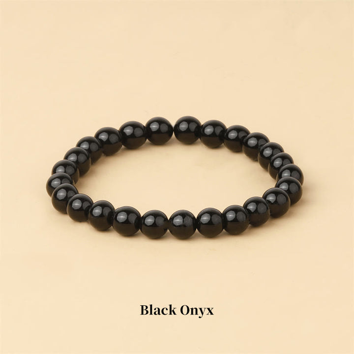 Braccialetto di perle curative in quarzo naturale Buddha Stones - 8 millimetri - Onice nero - image 55