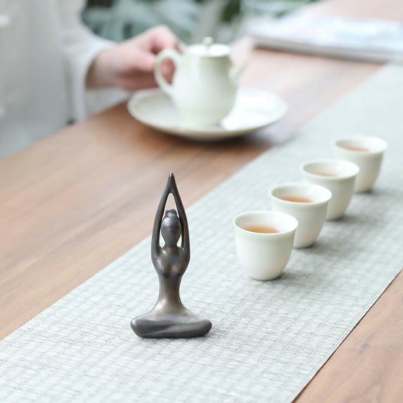Astratto Yoga Meditazione Esercizio Ceramica Spirituale Figurina Scultura Decorazione