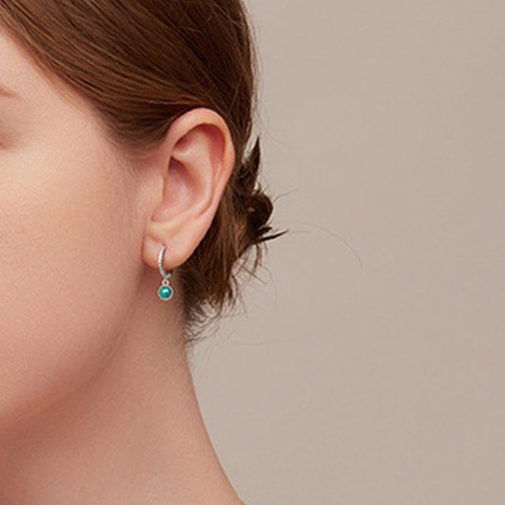 Orecchini pendenti anti-ansia in argento sterling 925 con malachite rotonda - image 4