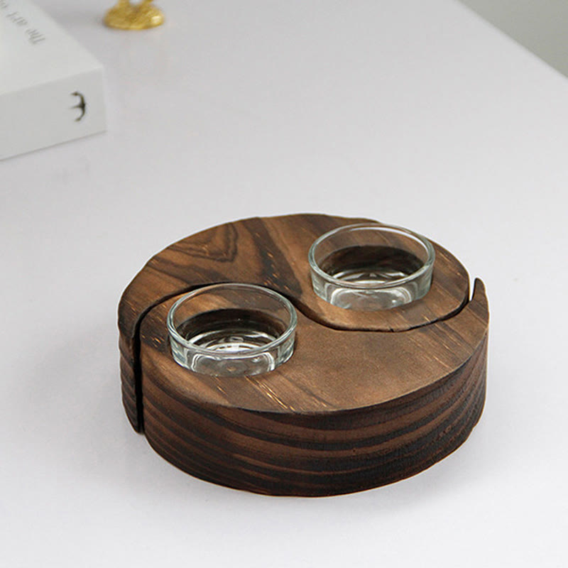 Buddha Stones Yin Yang Portacandele in legno Meditazione Rituali Usa oggetti