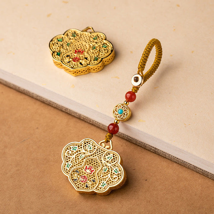Portachiavi con ciondolo a forma di lucchetto con Buddha Stones, carattere Fu, fortuna e benedizione