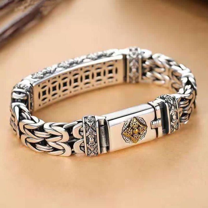 Braccialetto di equilibrio in rame intrecciato con motivo intrecciato Vajra Dorje Buddha Stones