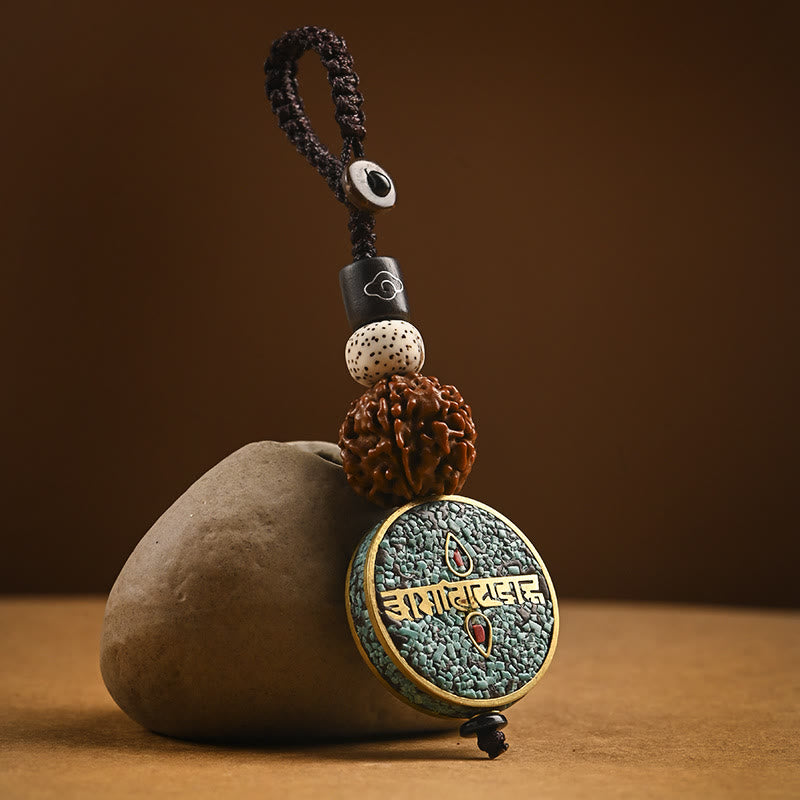Portachiavi con Buddha Stones tibetano Om Mani Padme Hum Bodhi Seme della pace