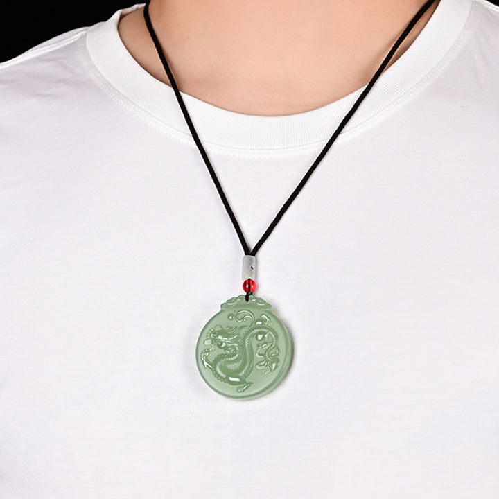 Collana con ciondolo a corda con ciondolo a forma di drago in giada con Buddha Stones e zodiaco cinese - image 3