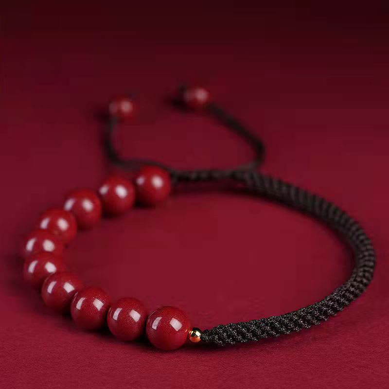 Braccialetto di corda di benedizione con nodo King Kong in cinabro naturale Buddha Stones