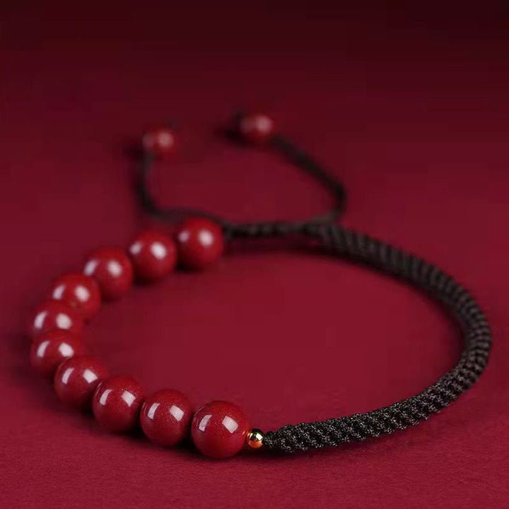 Braccialetto di corda di benedizione con nodo King Kong in cinabro naturale Buddha Stones
