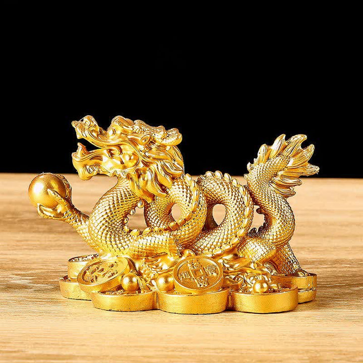 Buddha Stones Feng Shui Drago Moneta di rame Ricchezza Successo Fortuna Decorazione