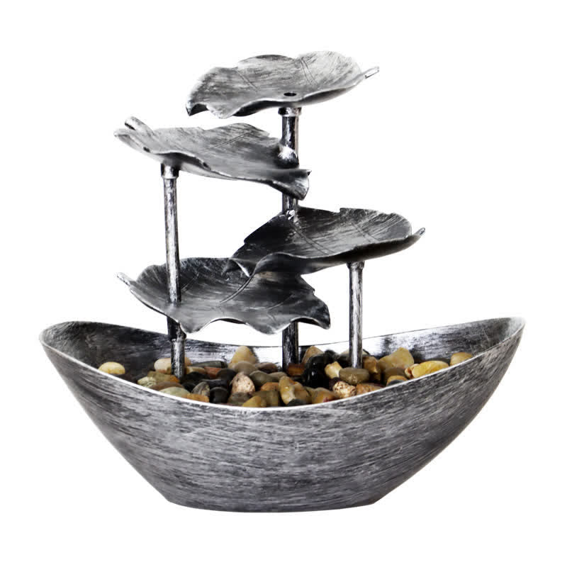 Ornamenti da tavolo per fontana a cascata a forma di foglia di loto con Buddha Stones e luce LED, decorazione per ufficio e scrivania - image 3