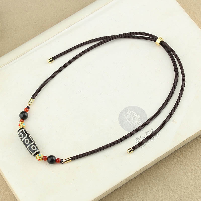Buddha Stones Tibetano Nove Occhi Dzi Bead Protezione Benedizioni Collana Pendente