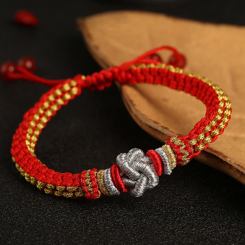 Braccialetto fatto a mano con nodo d'amore vero e colorato in Buddha Stones, fortuna