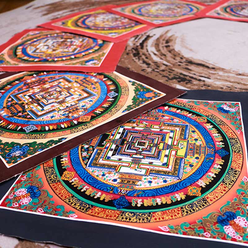 Pittura tibetana fatta a mano Thangka Mandala Blind Box Motivo colore casuale