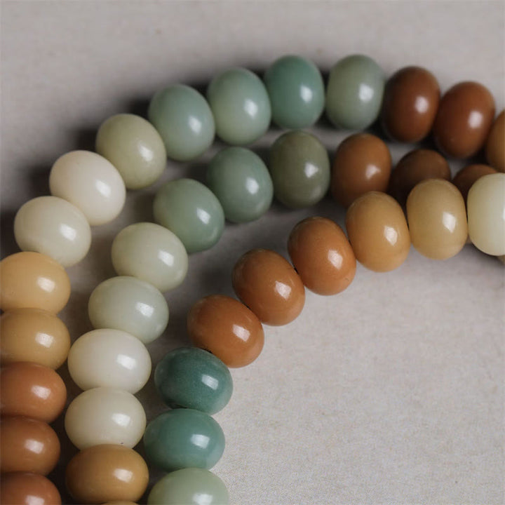 Buddha Stones 108 Mala Beads Gradient Bodhi Seed Buddha Braccialetto della Pace Inciso a Mano