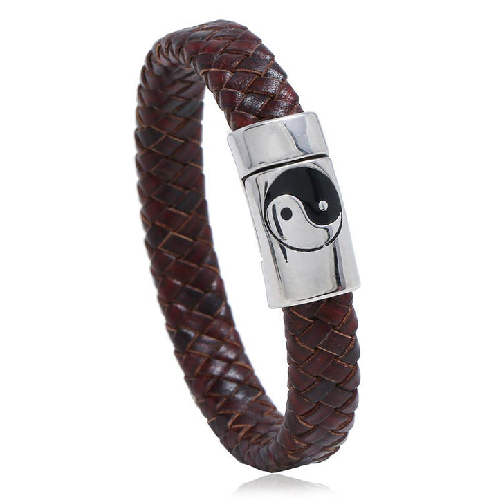 Bracciale equilibrio FengShui Yin Yang Buddha Stones - 19-20,5 cm - Marrone sella - image 2