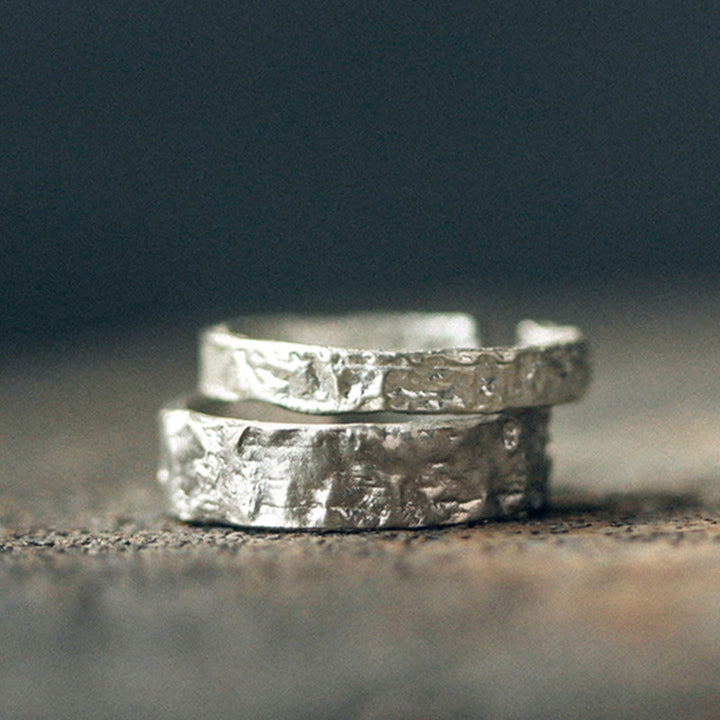 Anello di coppia di benedizione con design semplice in argento sterling 925 Buddha Stones