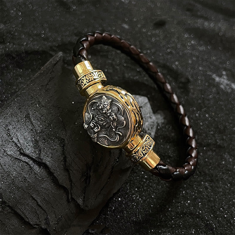 Braccialetto di protezione della benedizione della dea della ricchezza in argento sterling 925 tibetano Buddha Stones Zakiram
