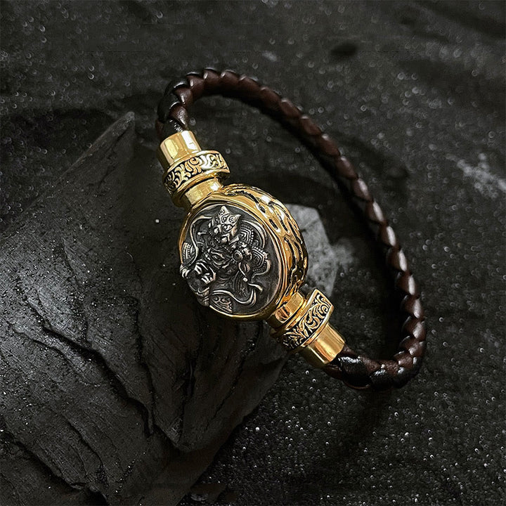 Braccialetto di protezione della benedizione della dea della ricchezza in argento sterling 925 tibetano Buddha Stones Zakiram