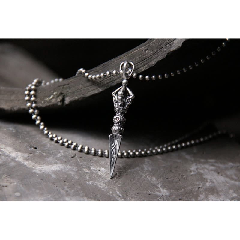 Buddha Stones 925 Sterling Silver Dorje Vajra Collana con ciondolo a catena per l'illuminazione