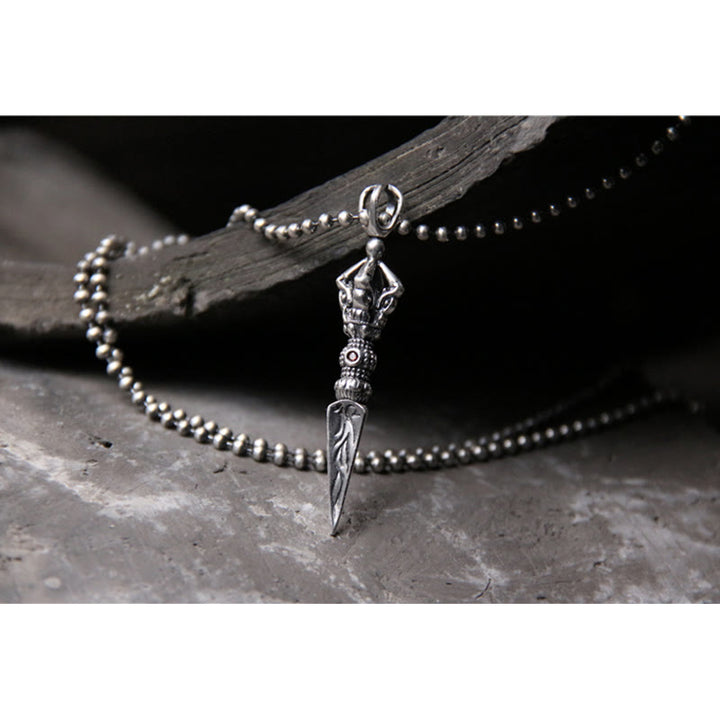 Buddha Stones 925 Sterling Silver Dorje Vajra Collana con ciondolo a catena per l'illuminazione