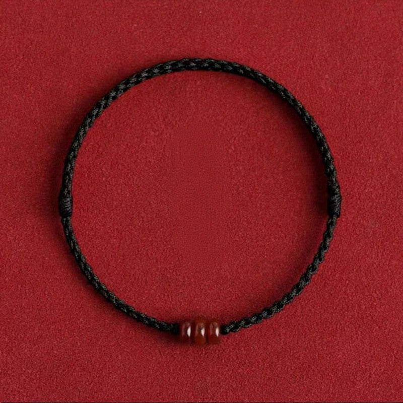 Buddha Stones Bracciale/cavigliera minimalista con perline di agata rossa e abaco, ideale come protezione. - Cavigliera nera (Circonferenza della caviglia: 17-25 cm) - image 4