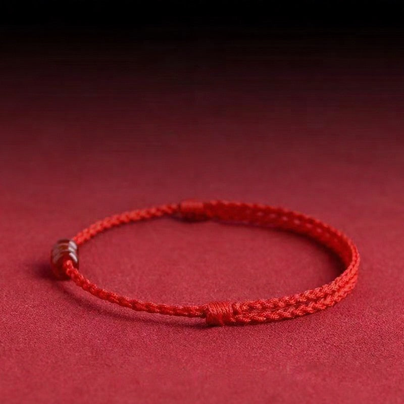 Buddha Stones Bracciale/cavigliera minimalista con perline di agata rossa e abaco, ideale come protezione. - image 1