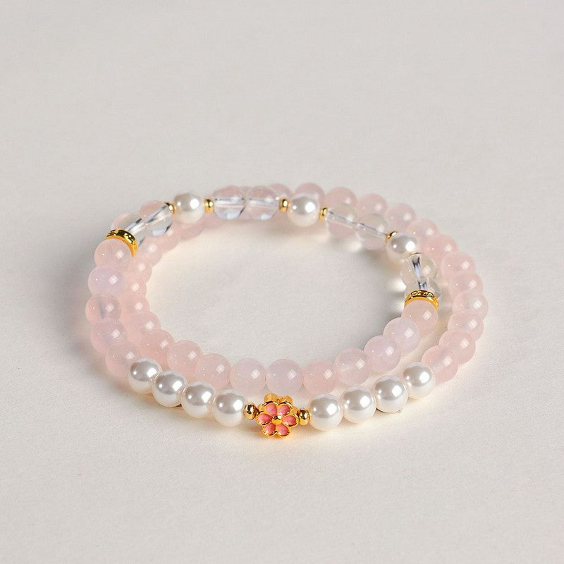 Buddha Stones Bracciale Sweet Blossom Harmony con quarzo rosa e quarzo trasparente - image 13