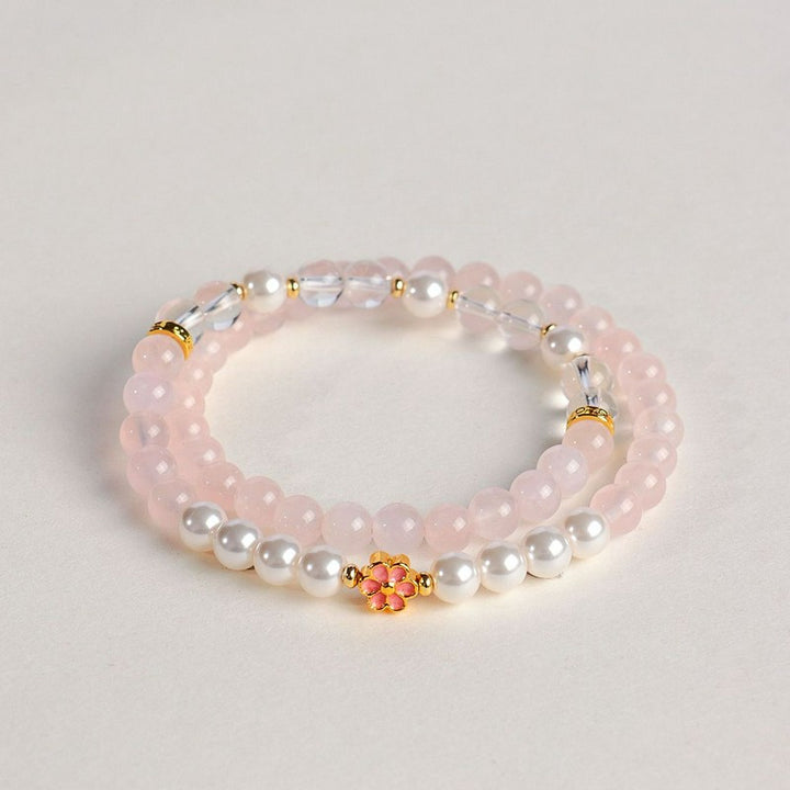 Buddha Stones Bracciale Sweet Blossom Harmony con quarzo rosa e quarzo trasparente - image 13
