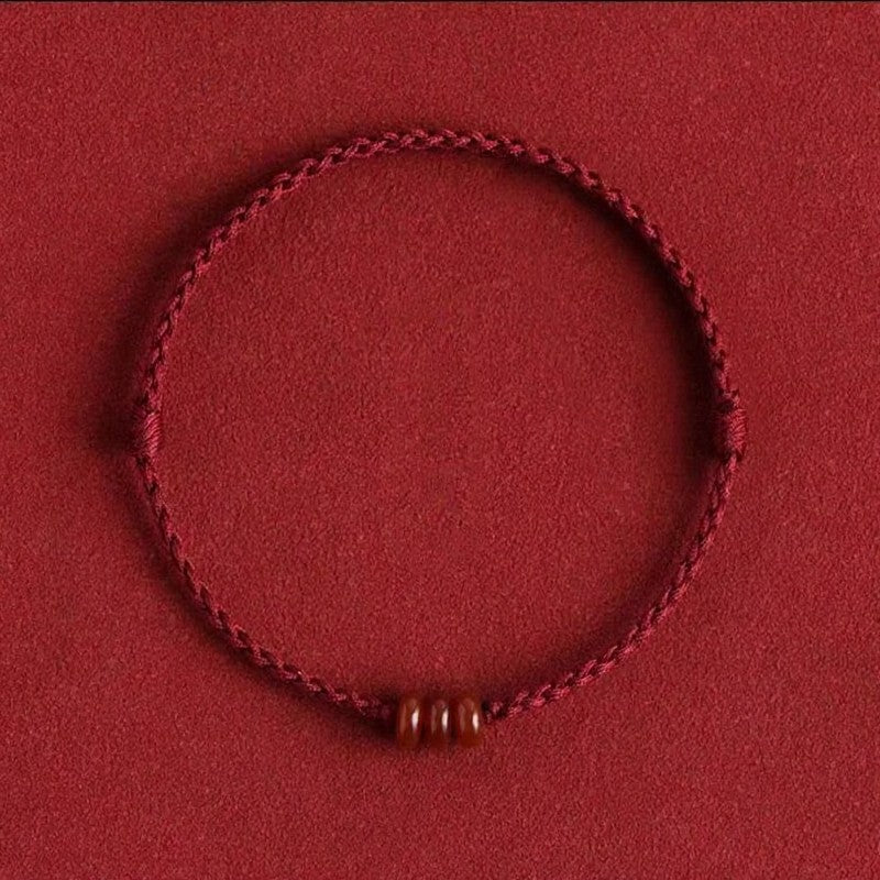 Buddha Stones Bracciale/cavigliera minimalista con perline di agata rossa e abaco, ideale come protezione. - Cavigliera rosso scuro (Circonferenza caviglia: 17-25 cm) - image 3