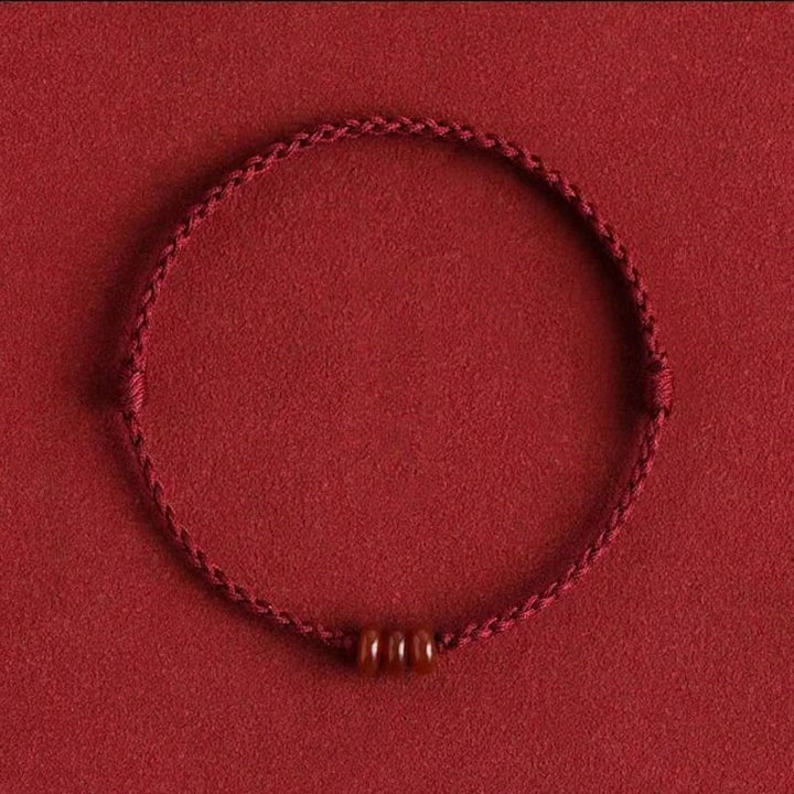 Buddha Stones Bracciale/cavigliera minimalista con perline di agata rossa e abaco, ideale come protezione. - Cavigliera rosso scuro (Circonferenza caviglia: 17-25 cm) - image 3