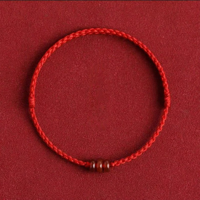 Buddha Stones Bracciale/cavigliera minimalista con perline di agata rossa e abaco, ideale come protezione. - Cavigliera rossa (Circonferenza della caviglia: 17-25 cm) - image 2