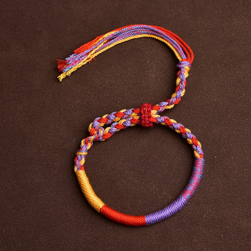 Buddha Stones Braccialetto tibetano multicolore in corda, ispirato alla tradizione popolare. - Bracciale multicolore (circonferenza del polso: 16-20 cm) - image 1