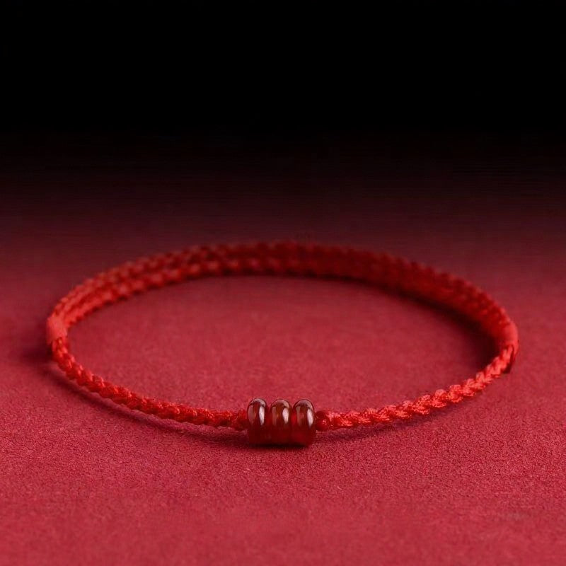 Buddha Stones Bracciale/cavigliera minimalista con perline di agata rossa e abaco, ideale come protezione. - Braccialetto rosso (circonferenza del polso: 14-18 cm) - image 0