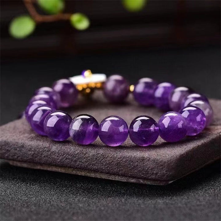 Braccialetto di guarigione spirituale con fiore di cristallo di ametista naturale Buddha Stones
