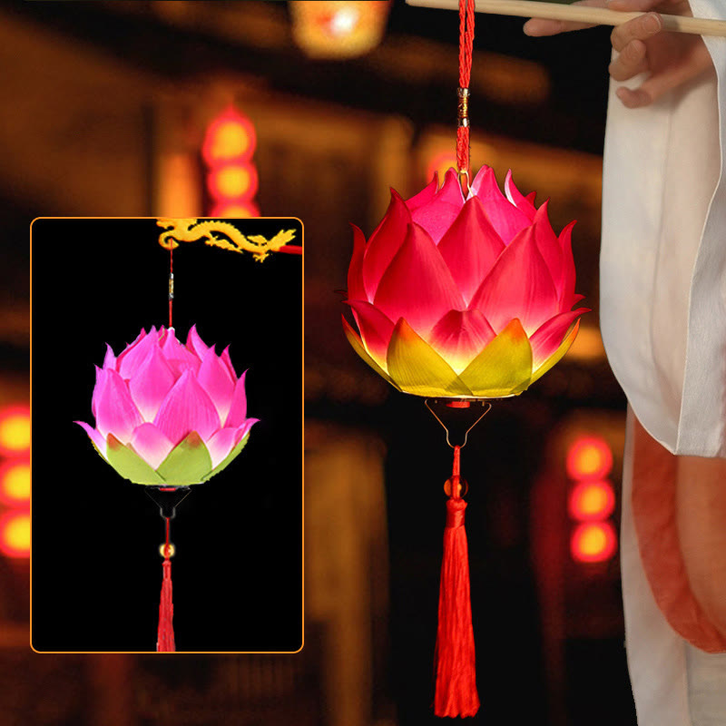 Decorazione lampada lanterna drago fiore di loto fai da Buddha Stones