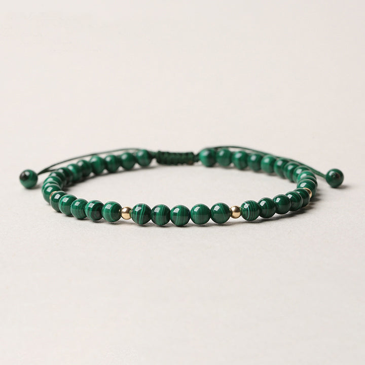 Braccialetto di protezione e calma con Buddha Stones in malachite naturale da 4 mm - image 0