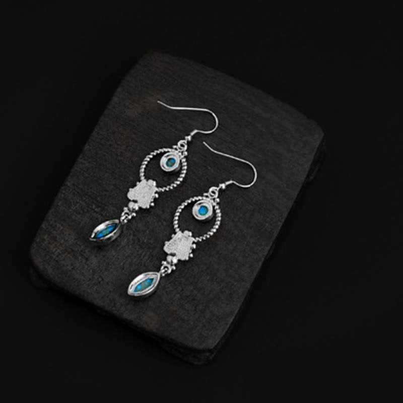 Orecchini pendenti con motivo a goccia d'acqua e gancio in argento sterling 925 Buddha Stones, placcati in rame vintage e turchese. - image 8