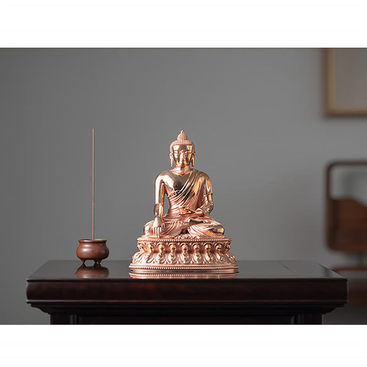 Statua di Buddha Gautama Shakyamuni in rame, decorazione per la casa