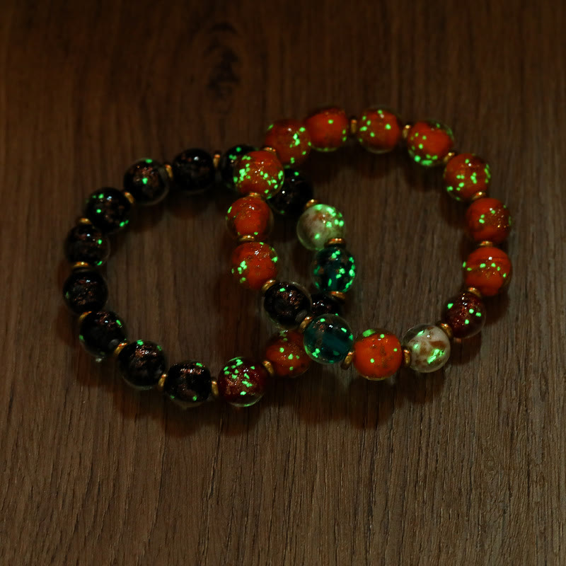 Braccialetto fluorescente con perline di vetro luminoso Liuli Buddha Stones