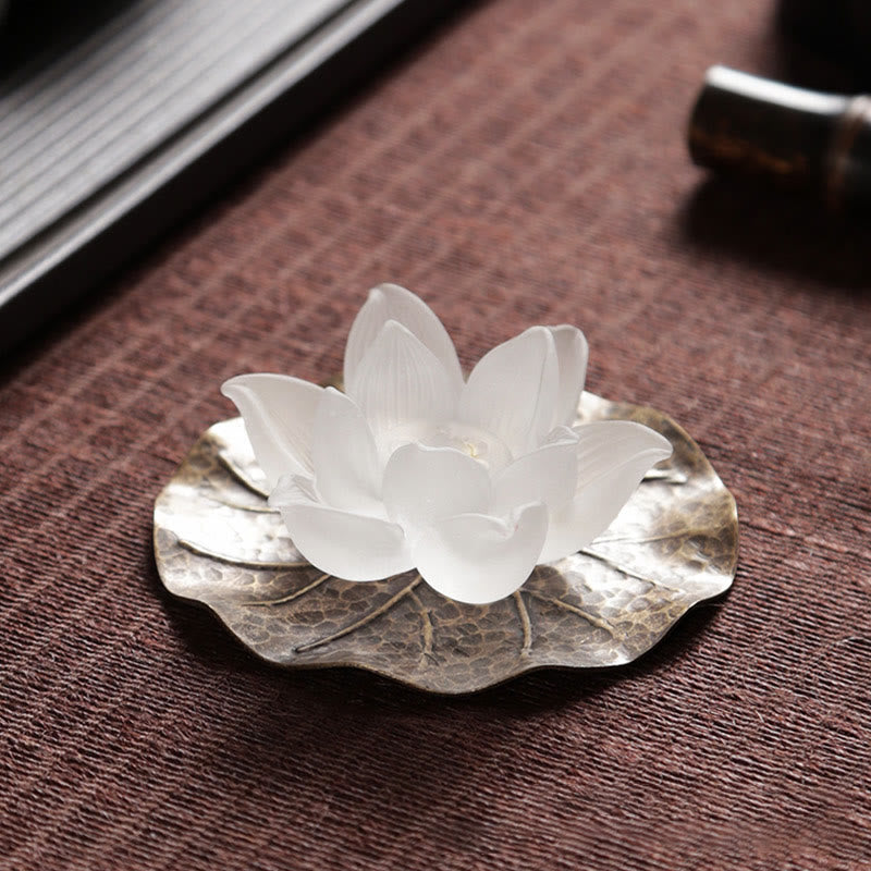 Buddha Stones Mini Lotus Liuli Cristallo Guarigione Meditazione Bastoncino Bruciatore di Incenso