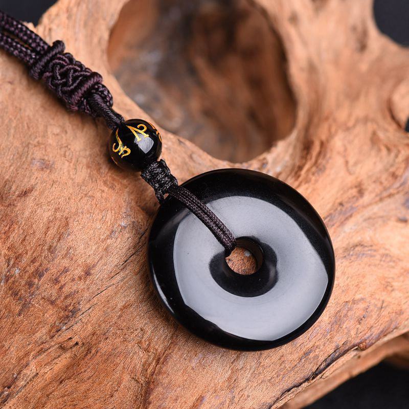 Collana di protezione in ossidiana tibetana Buddha Stones